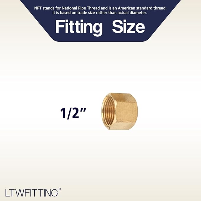 LTWFITTING 1/2-Inch Brass Compression Nut,Brass Compression Fitting(Pack of 500)