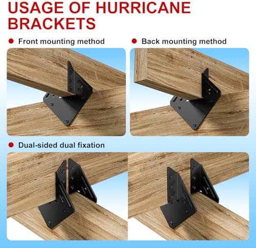 Hurricane Ties for Rafters, 30 Pack, Black-Plated Steel