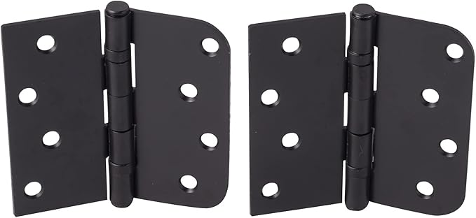 Hinge Outlet 4 Inch with 5/8 Inch Square Radius Ball Bearing Door Hinges, Heavy-Duty Steel, Removable Pin (Black, 20 Pack)