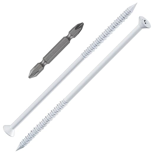 WenSilon(100 PCS) 1/4" x6 White Concrete Screw Anchor White Flat Head for Anchoring to Masonry, Block or Brick Stucco