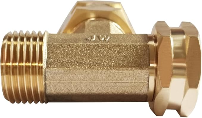 Joywayus 3/4 GHT Threaded Brass Swivel Pipe Fitting Tee T 3-way 3/4" GHT Female × 3/4" GHT Female × 3/4" GHT Male Adapter