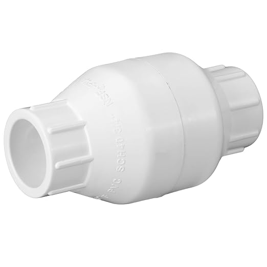 Geetery PVC Inline Check Valve Solvent Connections White Plastic Backflow Preventer Pipe Fittings Check Socket Schedule (1 Pcs, 3/4 Inch)