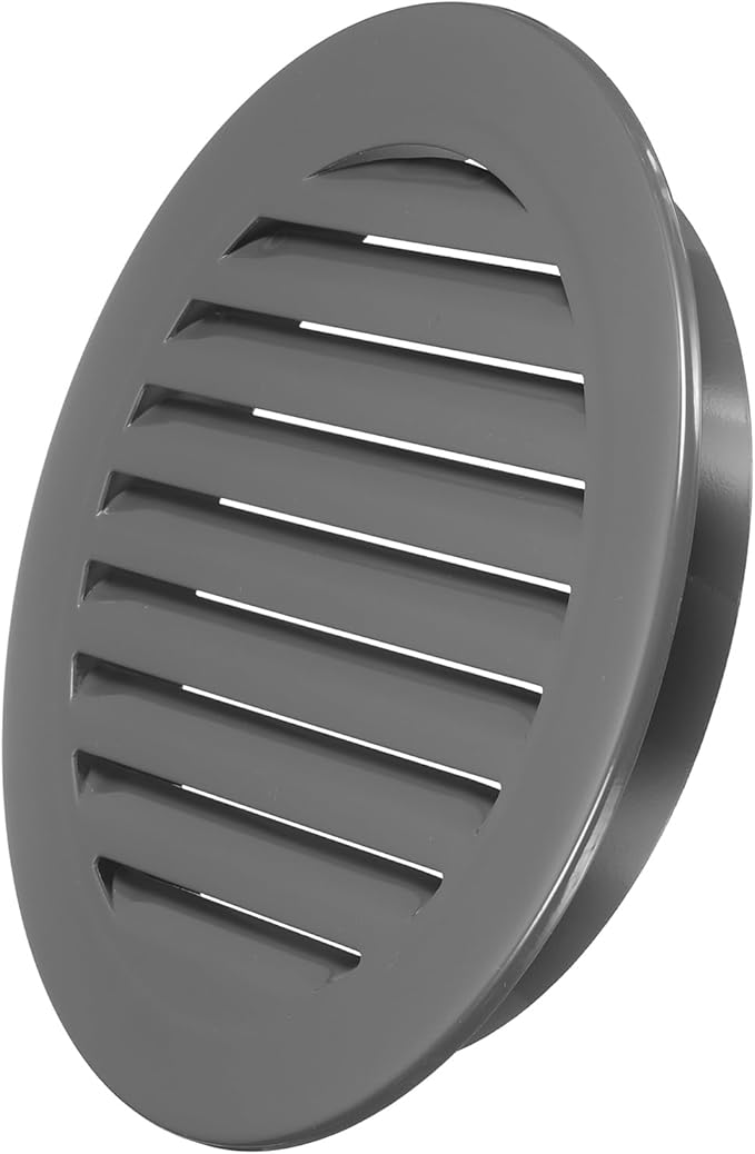 PATIKIL 9" Round Air Vent, Louver Grille Cover Aluminum Alloy Soffit Vent HVAC Ventilation for Ceiling Wall Roofing Bathroom Kitchen Garage Duct Shed Garage, Dark Gray