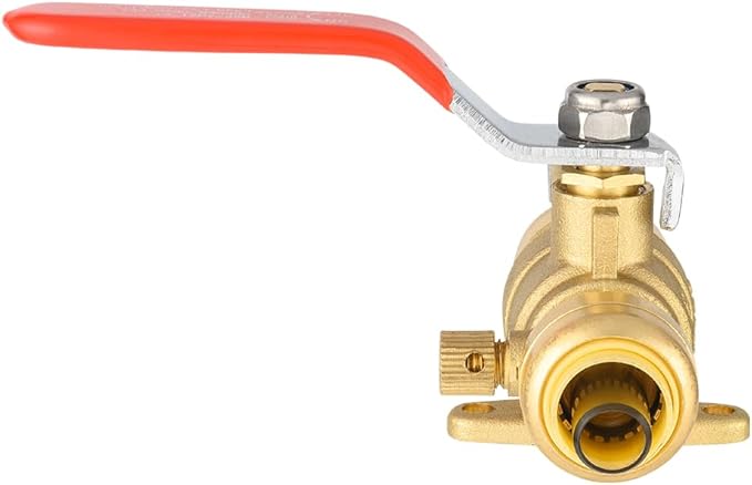 (Pack of 2) EFIELD 1/2 Inch Push-Fit Full Port Drop Ear Brass Ball Valve with Drain, Disconnect Clip Tool, UPC Certified,(PF-VALVE070-2PCS)