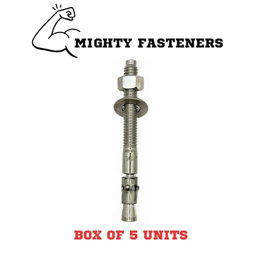 Premium 316 Stainless Steel Wedge Anchor, 3/8"-16 X 3-3/4" – Heavy Duty Corrosion Resistant Fastener for Concrete and Masonry Applications 5 Pack
