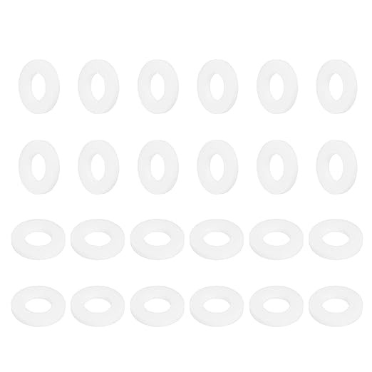 MECCANIXITY PTFE Flat Washers, 24Pack 16mm OD 8mm ID 2mm Thick Sealing Spacer Gasket Ring for Faucet Pipe Hose Bolt Machinery, White