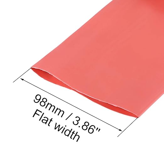 uxcell Heat Shrink Tubing, 60mm Dia 98mm Flat Width 2:1 Rate Shrinkable Tube Cable Sleeve 1m - Red