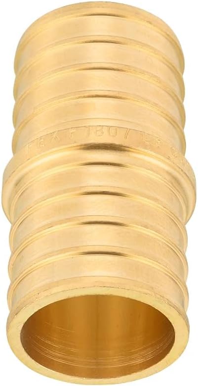 (Pack of 50) EFIELD Pex Barb Crimp Brass Fittings 1-Inch x 1-Inch Straight Couplings, ASTM F1807, UPC Certified (50),(PEX1807010-50PCS)
