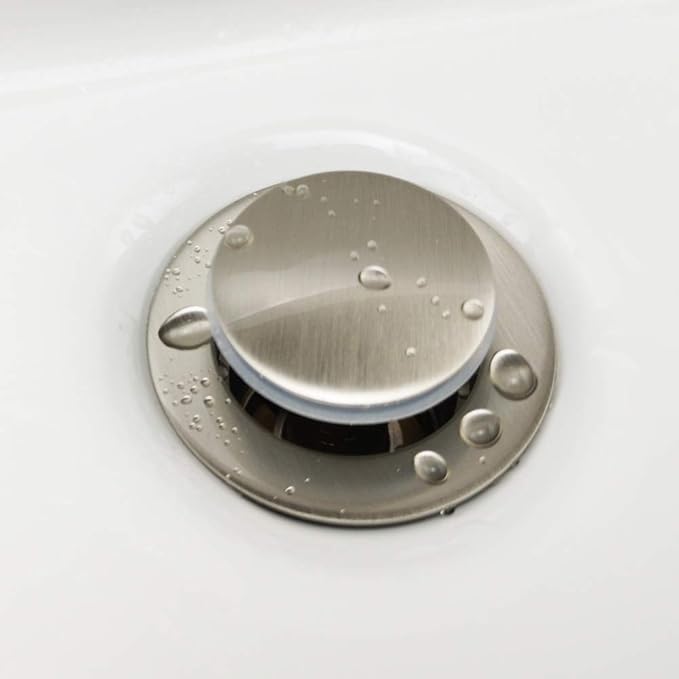Purelux Pop up Drain Stopper for Bathroom Faucet Vanity or Vessel Sink Bathroom Drain Assembly No Overflow, Brushed Nickel