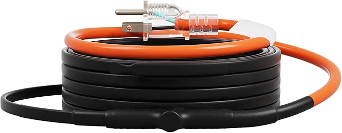 VEVOR Self-Regulating Pipe Heating Cable, 12FT 5W/FT Heat Tape for Pipes Freeze Protection, Water Pipe Heat Cable with Built-in Thermostat Protects PVC Hose, Metal and Plastic Pipe from Freezing