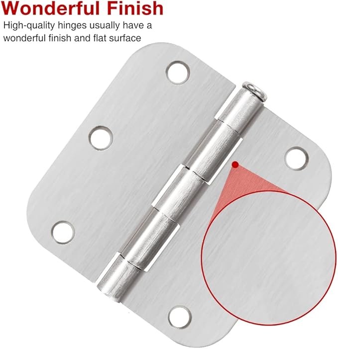 30 Pack Nickel Door Hinges Brushed Nickel 3 1/2 Interior Door Hinges Satin Nickel 3.5 Inch with 5/8” Radius Corners 3 ½"x 3 ½" Silver Hardware Controls JIW Garage Factory