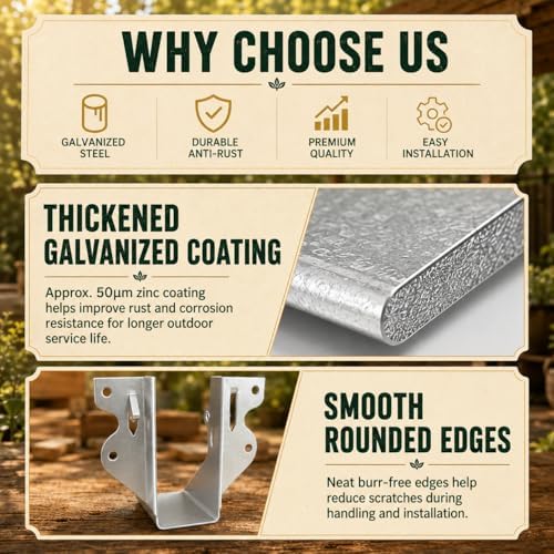 (20 Pack) 2" X 4" Joist Hanger 18 Gauge Double Shear Face Mount Joist Hangers for Wood, Floor Deck and Ceililng Joists