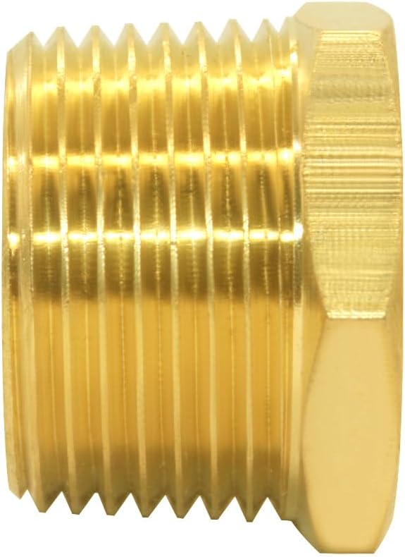 Joywayus Brass Reducer Hex Bushing Reducing Cast Pipe Fitting 3/4" NPT Male x 1/2" NPT Female Adapter(Pack of 5)