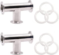 DERNORD 2 Pack Clamp Tee 3 Way SS304 with 6 Silicone Gaskets Fits 1.5" Tri Clamp, 38mm Pipe OD Sanitary Fittings(1.5 inch)