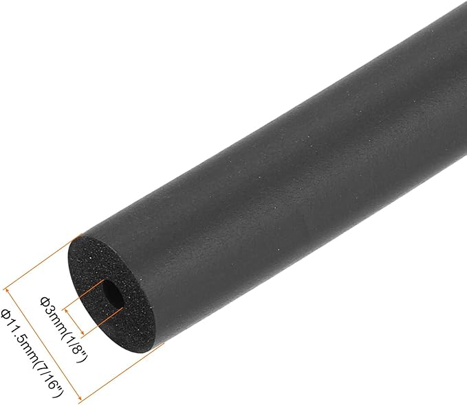 uxcell Foam Tubing for Handle Grip Support, Pipe Insulation Outside Pipe Lagging, 3mm(1/8") ID 11.5mm(7/16") OD 1m Black