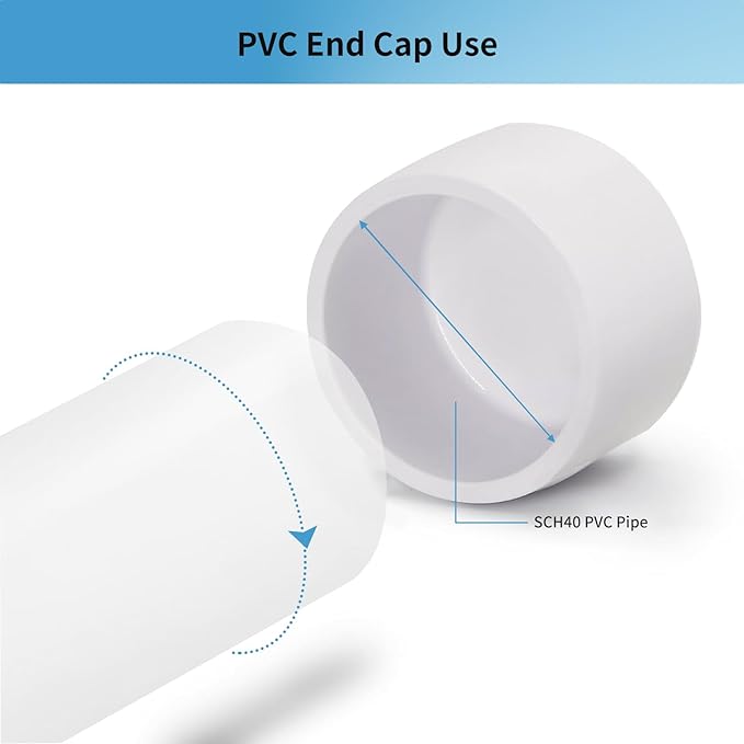 LESSO 4PCS 1-1/2" PVC End Cap, Pipe Fitting Furniture Grade, 1-1/2" PVC Pipe Plug Adapter for Build Furniture DIY Garden Shelf, SCH40 White