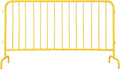Interlocking Steel Barricade, 5.5 Ft. Heavy Duty Galvanized Metal Barricade, Interlocking Steel Road Barriers with with Bridge Feet Base, for Crowd Control Event Fencing Indoor/Outdoor, Yellow