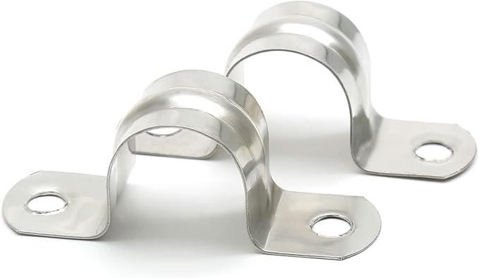 50PCS M20 (3/4 Inch) Conduit Clamps, Stainless Steel Two Hole Strap U Bracket Rigid Pipe Strip, Cable Clamp Hanger with 2 Holes Fit for 3/4 inch Pipes OD