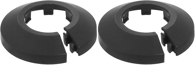 uxcell Escutcheon Plate, 1Pcs 25mm - Fit 0.98" Outer Diameter Split Pipe Flange Water Pipe Cover Collar Decoration, PP Plastic Plumbing Cover Plates (Black)