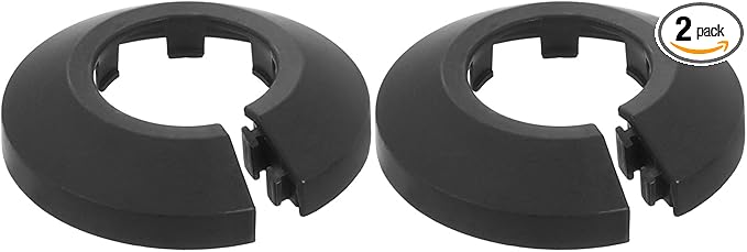 uxcell Escutcheon Plate, 2Pcs 25mm - Fit 0.98" Outer Diameter Split Pipe Flange Water Pipe Cover Collar Decoration, PP Plastic Plumbing Cover Plates (Black)