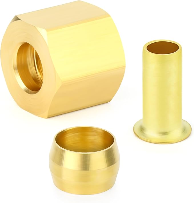 GASHER 60PCS Brass Compression Fitting Kit,Sleeve Ferrules&Insert Tube Support&Ferrule head,5/16" Tube OD