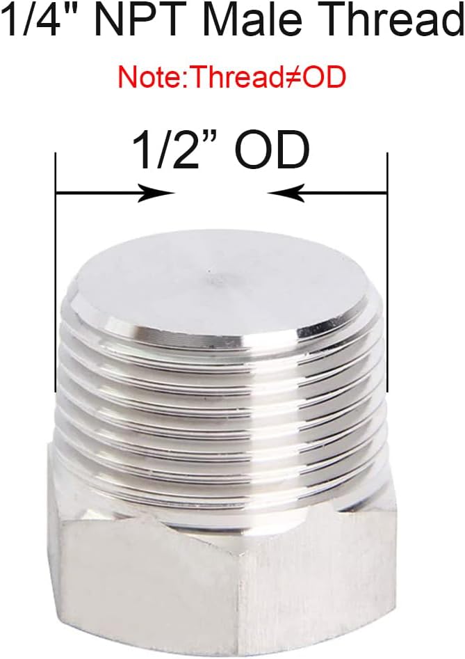 Joywayus 4Pcs Stainless Steel Outer Hex Thread Socket Pipe Plug Fitting 1/4" NPT Male