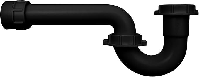 1-1/2 Inch P-Trap Kit, Polypropylene Tubular with ABS Marvel Adapter, Ribbed Threaded Nuts for Strong Leak-Free Connection, Includes J-Bend, Wall Arm & Washers, Made in USA