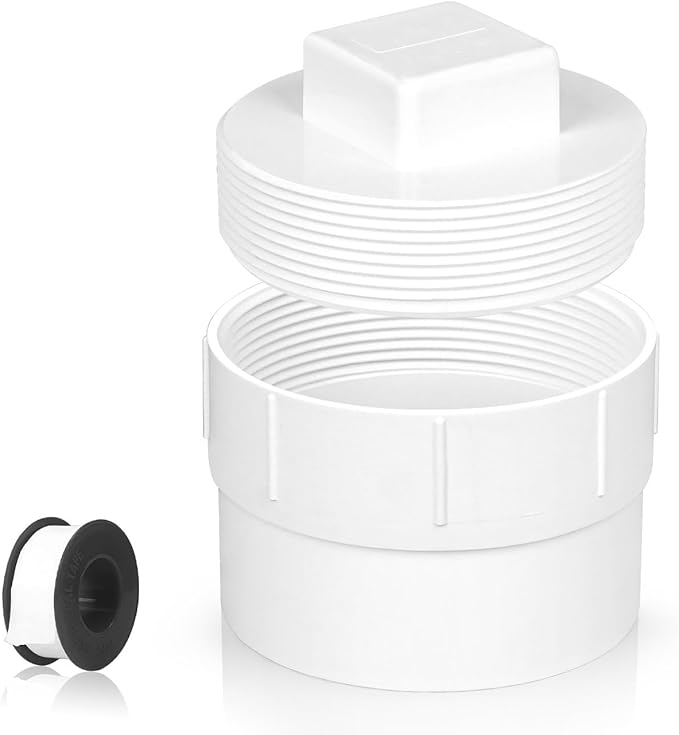 3“ PVC Sewer Cleanout Adapter with Plug - Efficient Drainage Solution for Piping Systems, PVC DWV Flush Sewer Cleanout Cap for Drainage Piping System
