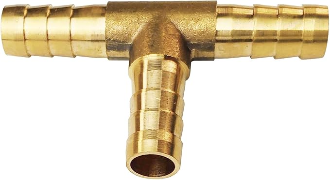 2PCs 5/16" Brass Hose Barb Fitting Tee 3 way Barbed Splicer Mender Union Fitting with 6PCs Hose Clamp for Oil Water Air