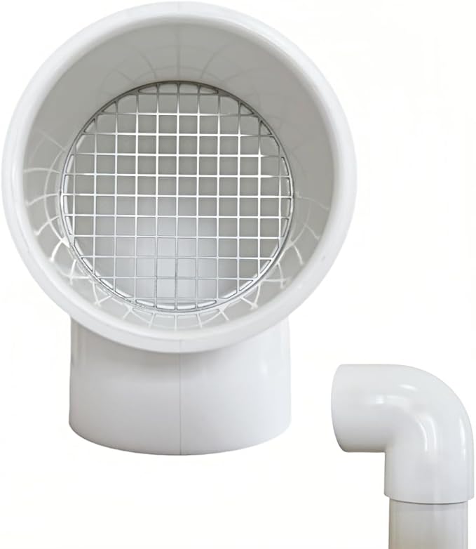 PVC Vent Cap 1 pcs 90-Degree for 2" Schedule 40,PVC Termination Cap,Vent Cover Screen,Round Furnace PVC Pipe Stainless Steel Roof Vent Cap,Installation not Required That PVC Elbow,or Coupling