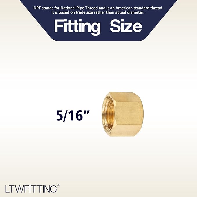 LTWFITTING 5/16-Inch Brass Compression Nut,Brass Compression Fitting(Pack of 25)