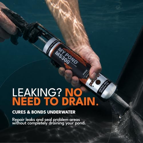 MS300 Marine Sealant, Window Sealer, Pond Sealer for Leaks Concrete Glass Metal, MS Polymer Adhesive 4x Stronger than Aquarium Silicone Caulking, Black Pond Liner Marine Adhesive Sealant, 300ml