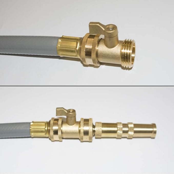 HQMPC Heavy Duty Brass Shut Off Valve Brass Water Hose Valve Garden Hose Connector 4Pcs