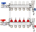 5-Branch Radiant Floor Heating Pex Manifold Hydronic Radiant For 1/2" PEX Tubing,5 Loops Radiant Heat Pex Manifold Set