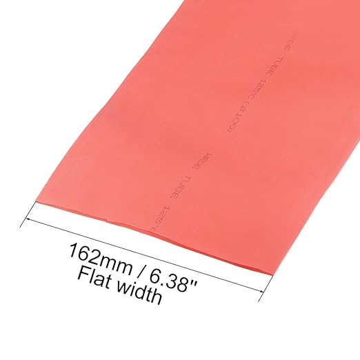 uxcell Heat Shrink Tubing, 4"(100mm) Dia 162mm Flat Width 2:1 Rate Shrinkable Tube Cable Sleeve 1m - Red