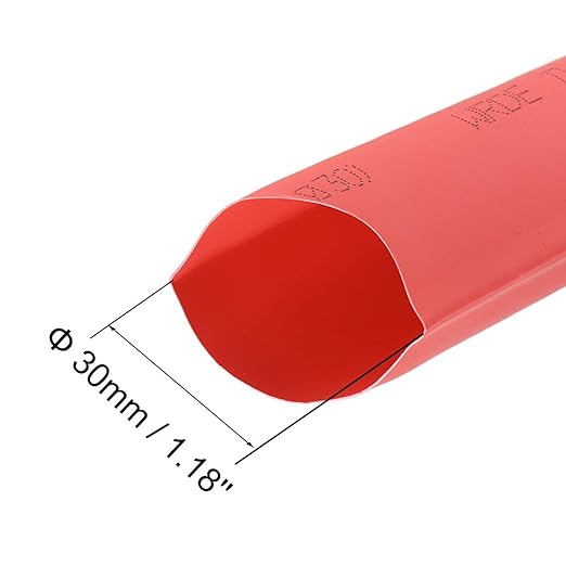 uxcell Heat Shrink Tubing, 30mm Dia 50mm Flat Width 2:1 Rate Shrinkable Tube Cable Sleeve 1m - Red
