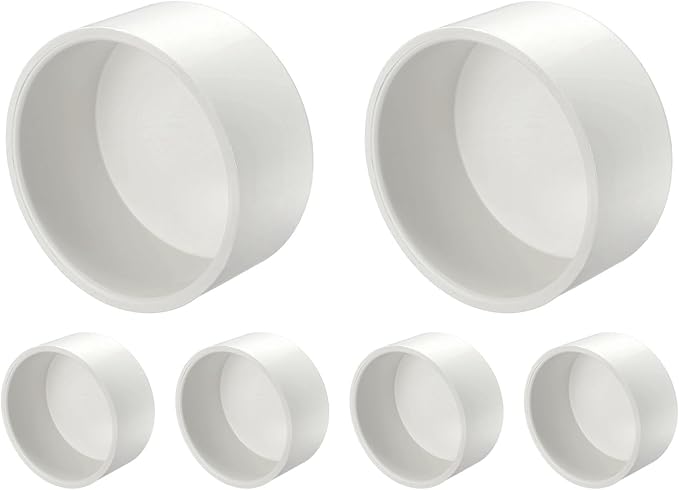 1Pcs 6" PVC External End Cap Fitting, SCH40 Furniture Grade PVC Pipe Plug Adapter, Pipe Cover Fittings for DIY Project, Irrigation System, Plumbing Framework, Garden Structures