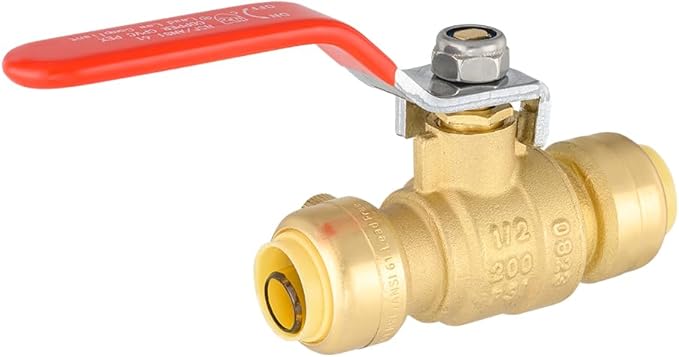 EFIELD 1/2 Inch Push-Fit Full Port Ball Valve with Drain, Disconnect Clip Tool, UPC Certified,(PF-VALVE068-1PCS)