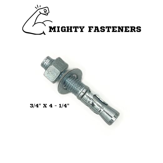 Zinc-Plated Steel Wedge Anchors, 3/4" X 4-1/4" - Heavy-Duty Mounting Bolts for Concrete - 25 Pack