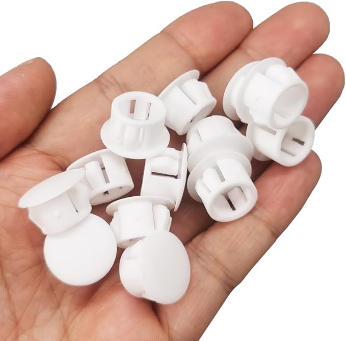 Hole Plugs 1/2" Plastic Flush Type Hole Plugs Snap in Locking Hole Tube Screw Caps Drilling Cover Plugs Fastener Covers for Kitchen Cabinet Furniture White 50 Pack