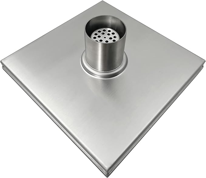 Neodrain 8-Inch Square Shower Drain with Removable Quadrato Pattern Grate, Brushed 304 Stainless Steel Square Drain with Stainless Hair Strainer,CUPC Certified.