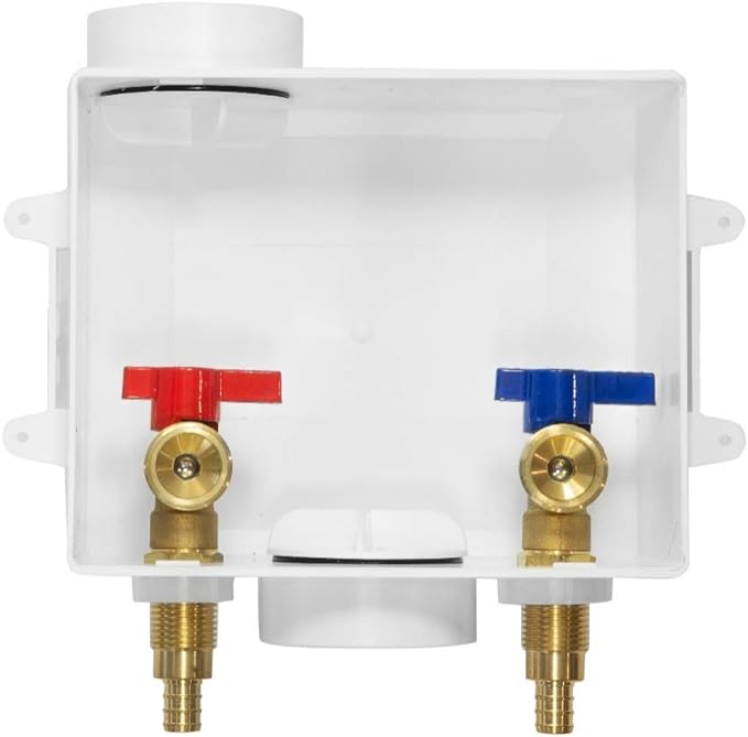 EFIELD Washing Machine Outlet Box, 1/2-inch Pex Crimp Inlet with Center Drain, White,(WM002)