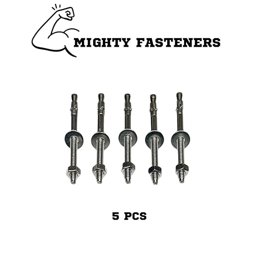 Wedge Anchors – Heavy-Duty 304 Stainless Steel Expansion Bolts for Concrete & Masonry, Rust-Resistant & Durable - 1/4" X 3-1/4" - 5 Pack
