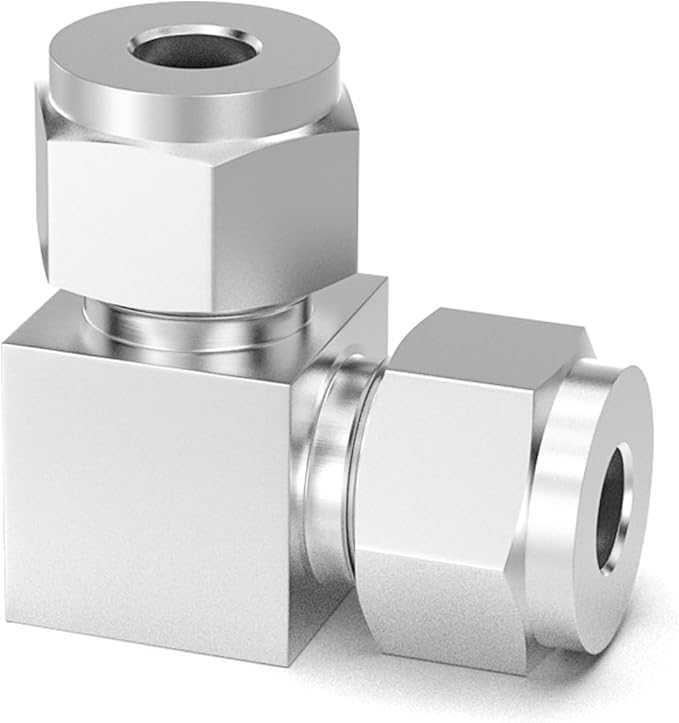 TAISHER 1PCS 304 Stainless Steel Square 90 Degree Compression Tube Pipe Fitting Connector, 3/8" Tube OD x 3/8" Tube OD Adapter