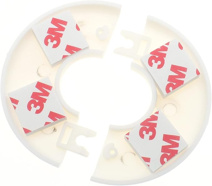 FDXGYH 2 Pcs ID 1-1/3 Inch ABS Wall Split Flange Self-Adhesive tape Round Escutcheon Plate Cover for Water Pipe Faucet Decoration Accessories [White]