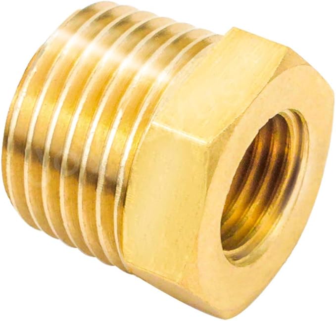 Joywayus Reducer Hex Bushing Brass Reducing Cast Pipe Fitting 3/8" NPT Male x 1/4" NPT Female Adapter(Pack of 3)