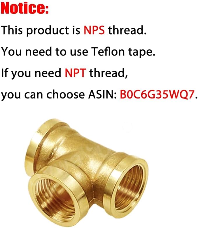 Joywayus 3PCS Brass Pipe Fittings 3/4" to 3/4" to 3/4" NPS Female Forged Tee Pipe Tube Fittings