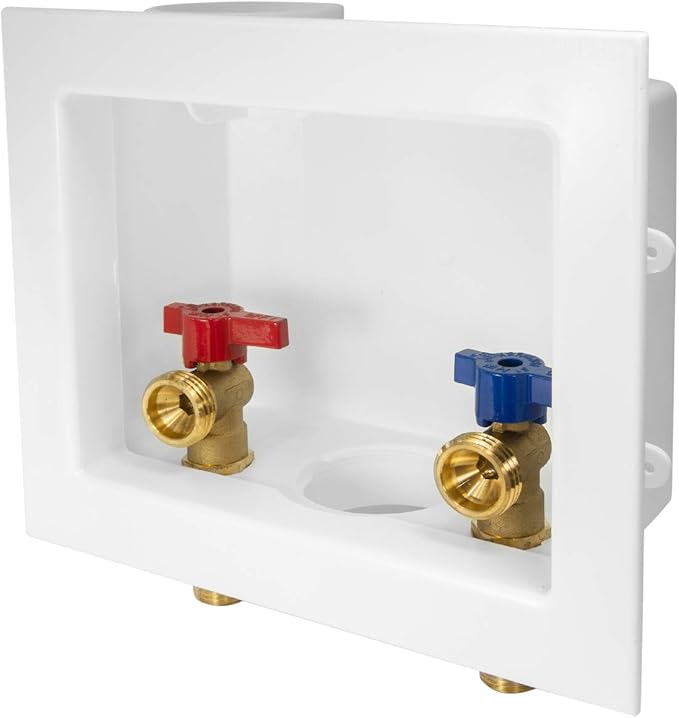 EFIELD Washing Machine Outlet Box with Center Drain, 1/2 inch x 3/4 inch MHT (1/2"-Inch Sweat Connection MIP), White,(WM001)