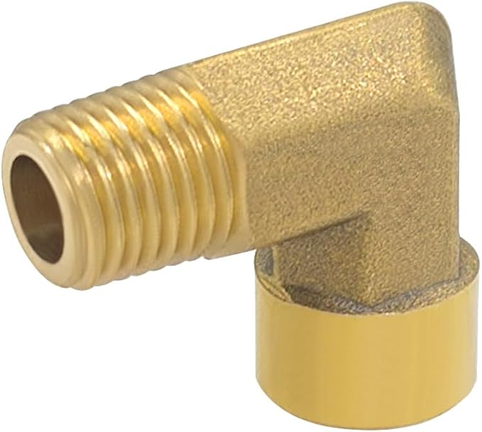Hooshing 2PCS 90 Degree Street Elbow 1/4" NPT Male to 1/4" NPT Female Brass Pipe Fitting