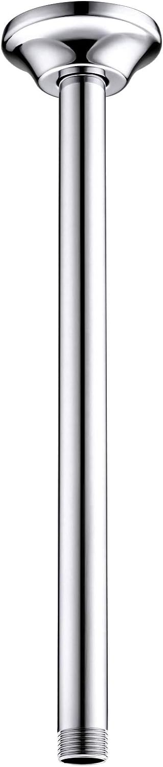 BESTILL 12 Inch Ceiling Mount Rain Shower Head Arm and Flange, Chrome